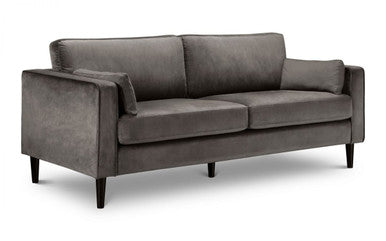 Julian Bowen Hayward Grey Velvet 3 Seater Sofa