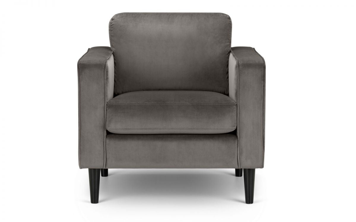 Julian Bowen Hayward Grey Velvet Armchair