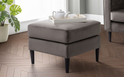 Julian Bowen Hayward Grey Velvet Ottoman