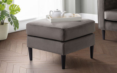 Julian Bowen Hayward Grey Velvet Ottoman