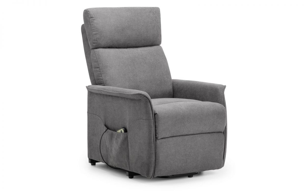 Julian Bowen Helena Charcoal Velvet Rise And Recliner Chair
