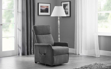 Julian Bowen Helena Charcoal Velvet Rise And Recliner Chair