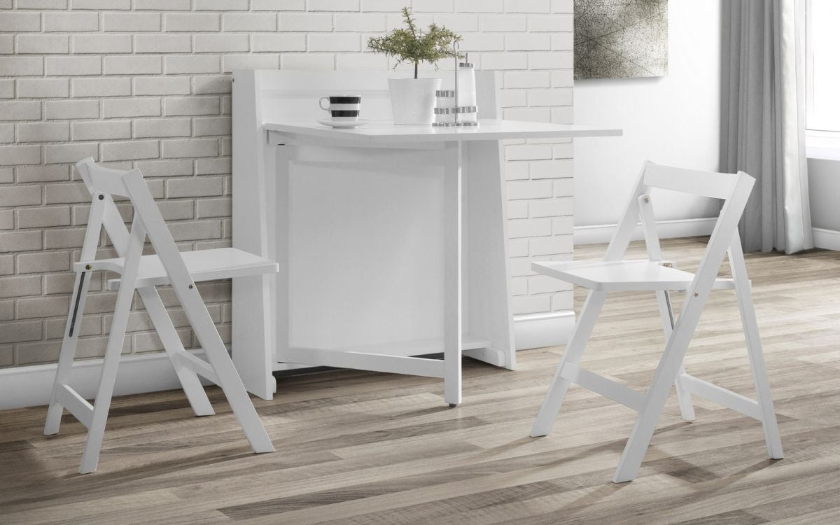Julian Bowen Helsinki White Folding 2 Seat Wooden Dining Set