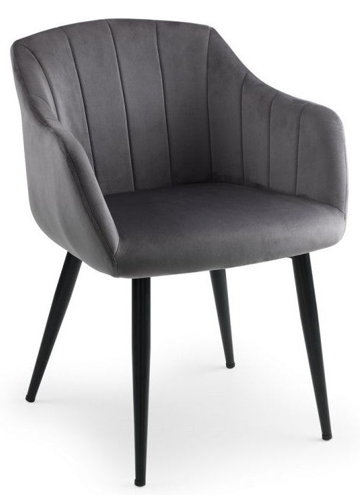 Julian Bowen Hobart Grey Velvet Scalloped Dining Chair