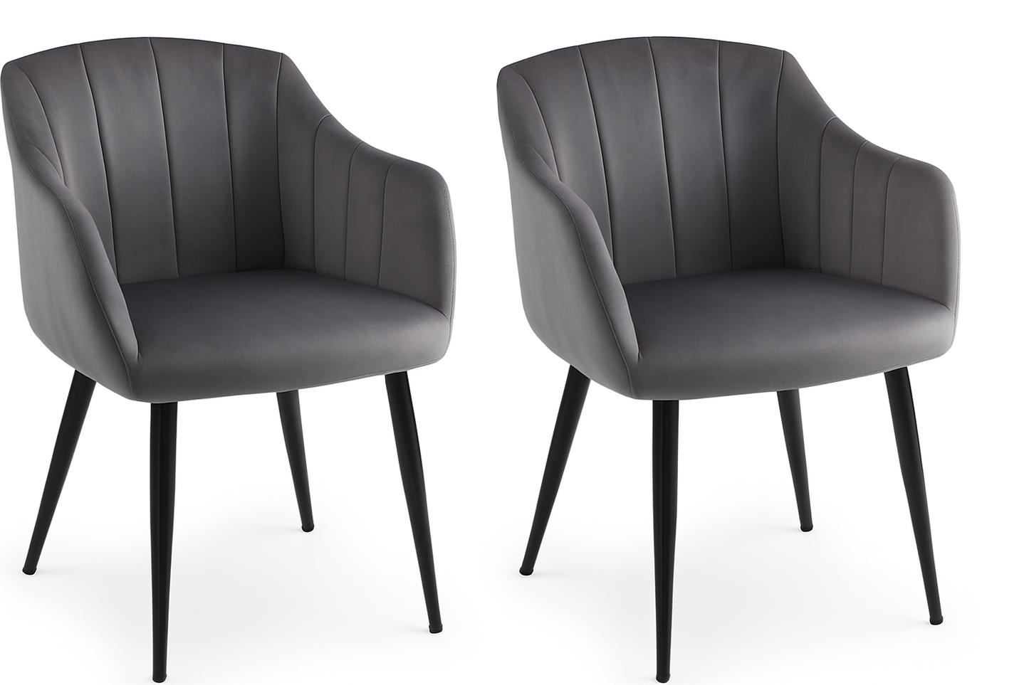 Julian Bowen Hobart Grey Velvet Scallopsed Set of Dining C                                                                                               hairs