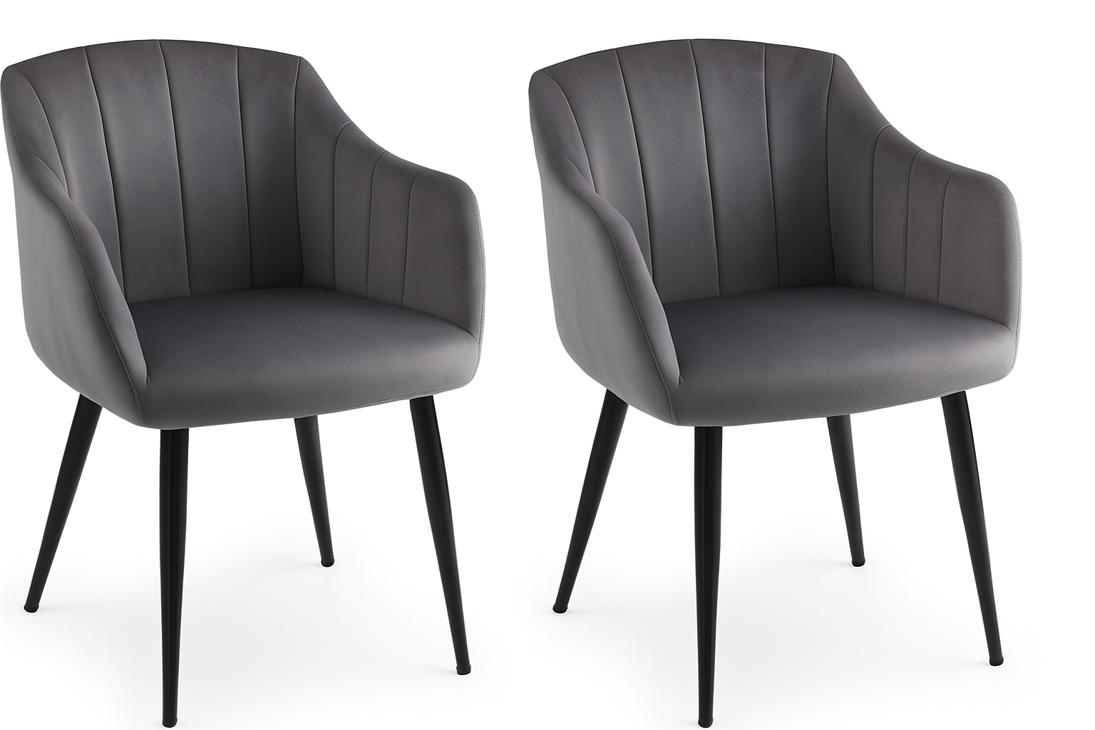 Julian Bowen Hobart Grey Velvet Scallopsed Set of Dining C                                                                                               hairs