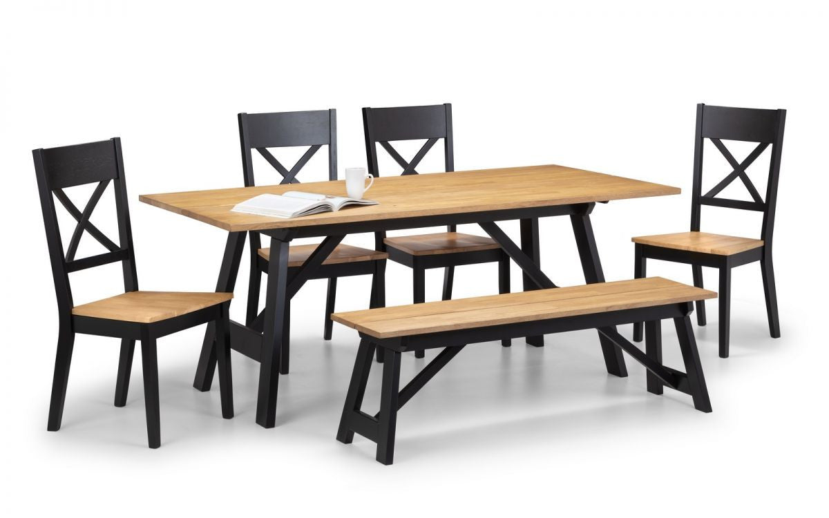 Julian Bowen Hockley Black And Oak Rectangular Dining Table