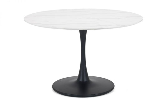 Julian Bowen Holland White Marble Round Pedestal Dining Table