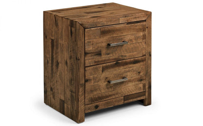 Julian Bowen Hoxton Rustic Solid Wood 2 Drawers Bedside Cabinet