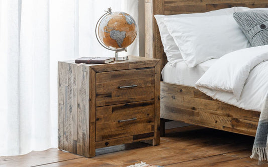 Julian Bowen Hoxton Rustic Solid Wood 2 Drawers Bedside Cabinet