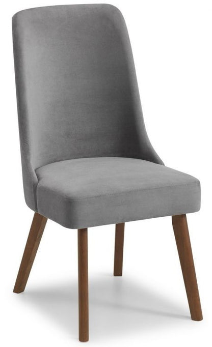 2 x Julian Bowen Huxley Dusk Grey Curved Fabric Dining Chair