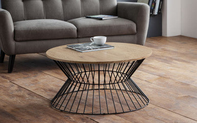 Julian Bowen Jersey Euro Oak Round Wire Coffee Table