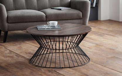 Julian Bowen Jersey Walnut Round Wire Coffee Table