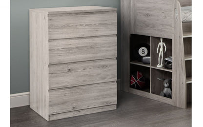 Julian Bowen Jupiter Grey Oak 4 Drawer Chest