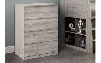 Julian Bowen Jupiter Grey Oak 4 Drawer Chest