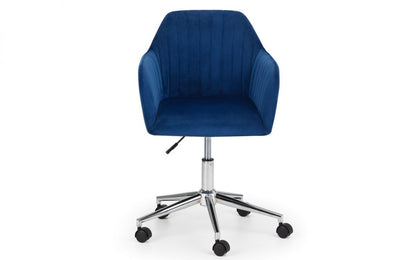 Julian Bowen Kahlo Blue Velvet Swivel Office Chair