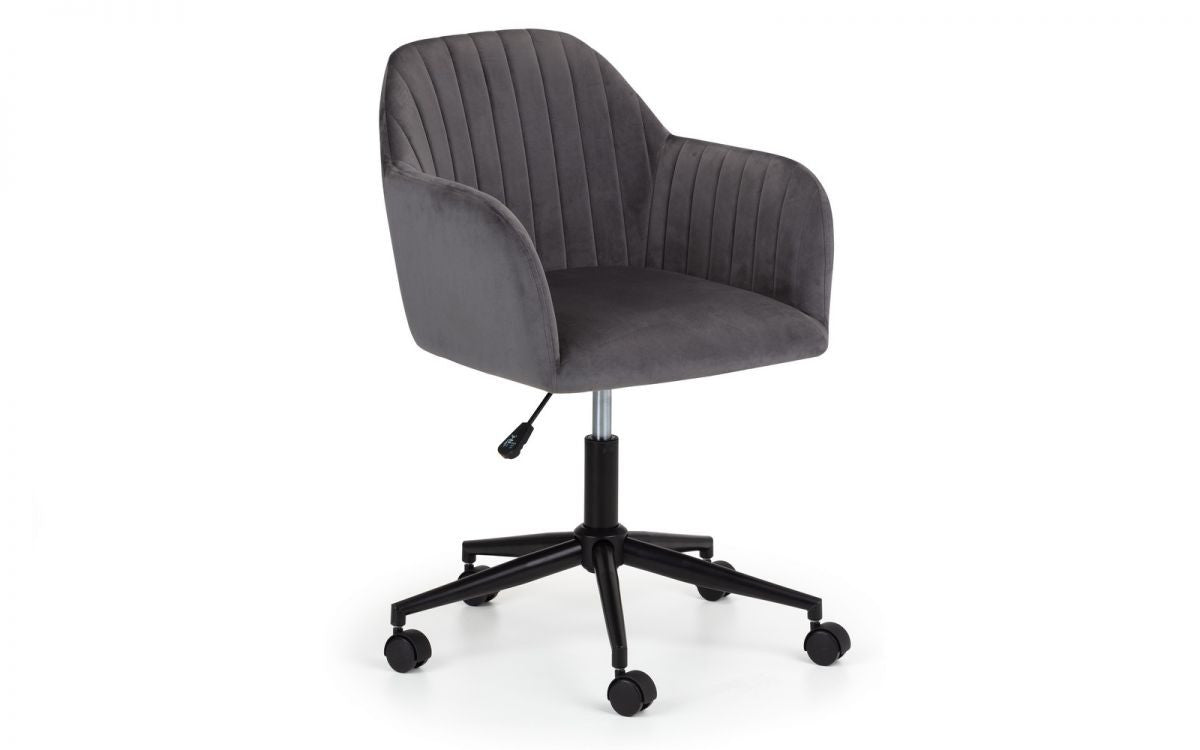 Julian Bowen Kahlo Grey Velvet Swivel Office Chair