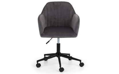 Julian Bowen Kahlo Grey Velvet Swivel Office Chair