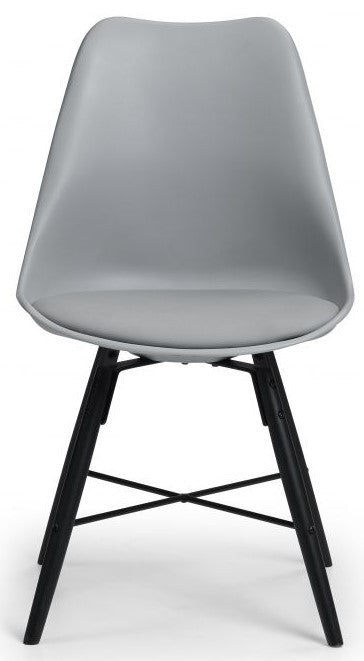 2 x Julian Bowen Kari Grey Seat & Black Legs Dining Chairs