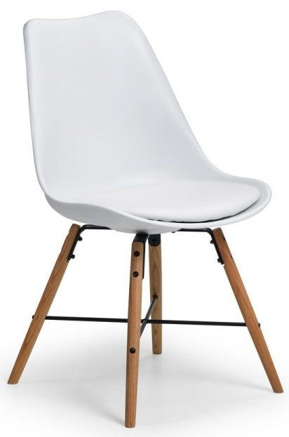 2 x Julian Bowen Kari White Seat & Oak Legs Dining Chairs