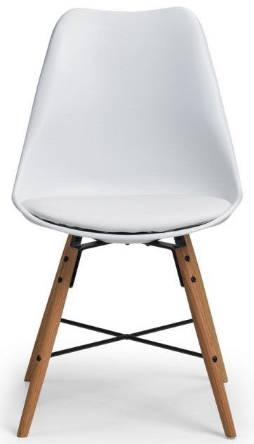 2 x Julian Bowen Kari White Seat & Oak Legs Dining Chairs