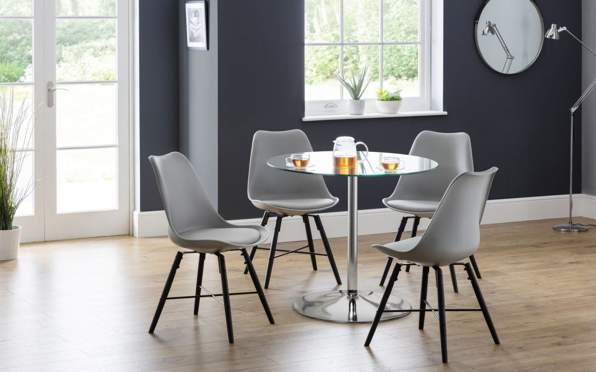 Julian Bowen Kudos 80Cm Round Glass Pedestal Dining Table