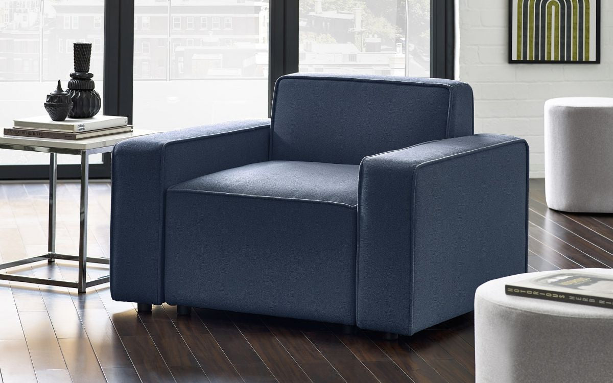 Julian Bowen Lago Blue Fabric Combination Corner Sofa Unit