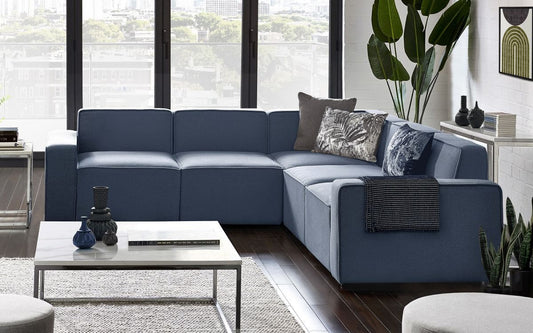 Julian Bowen Lago Blue Fabric Combination Corner Sofa Unit