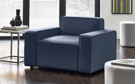 Julian Bowen Lago Blue Fabric Combination Single Seat Sofa Section