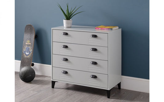 Julian Bowen Lakers Locker Grey Pine 4 Drawer Chest