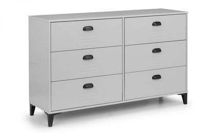 Julian Bowen Lakers Locker Grey Pine 6 Drawer Wide Chest