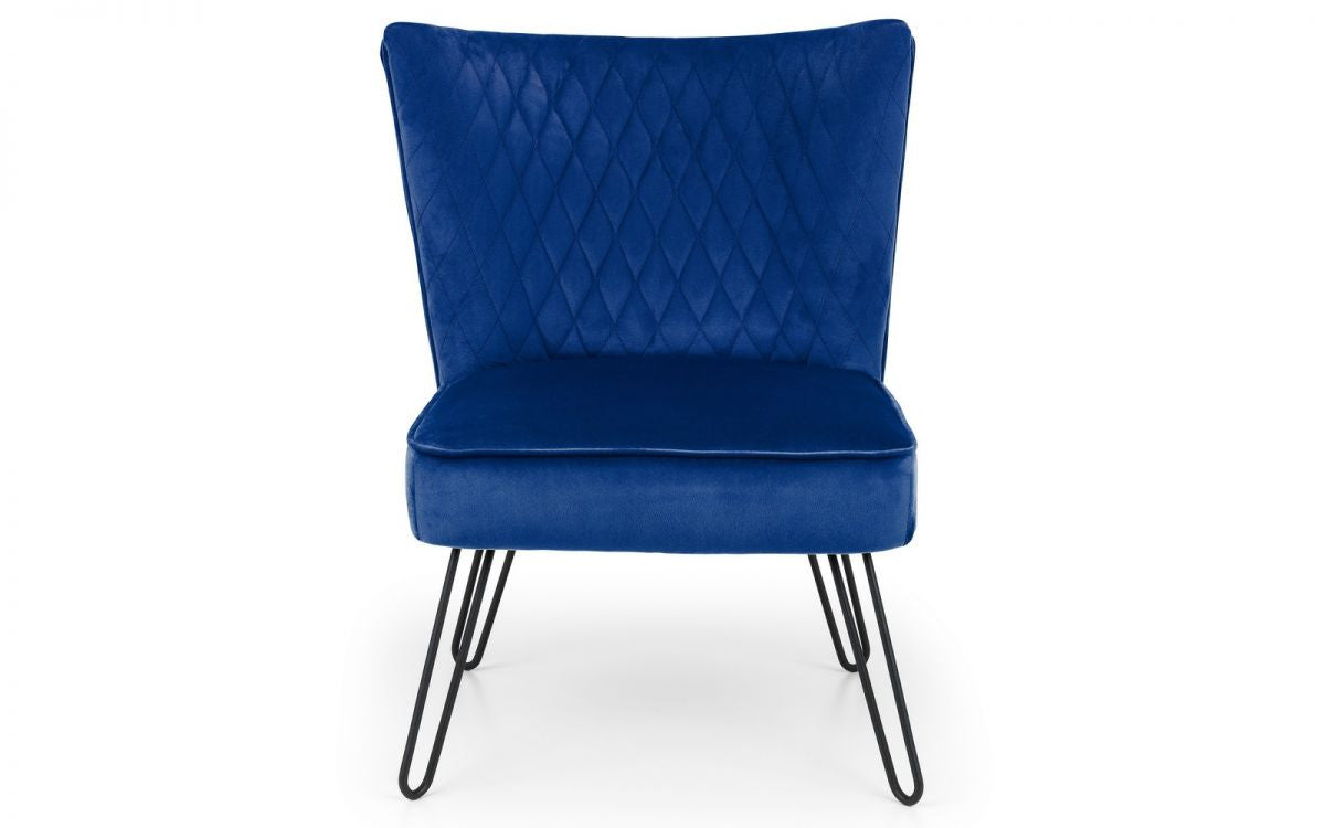 Julian Bowen Lisbon Blue Velvet Chair