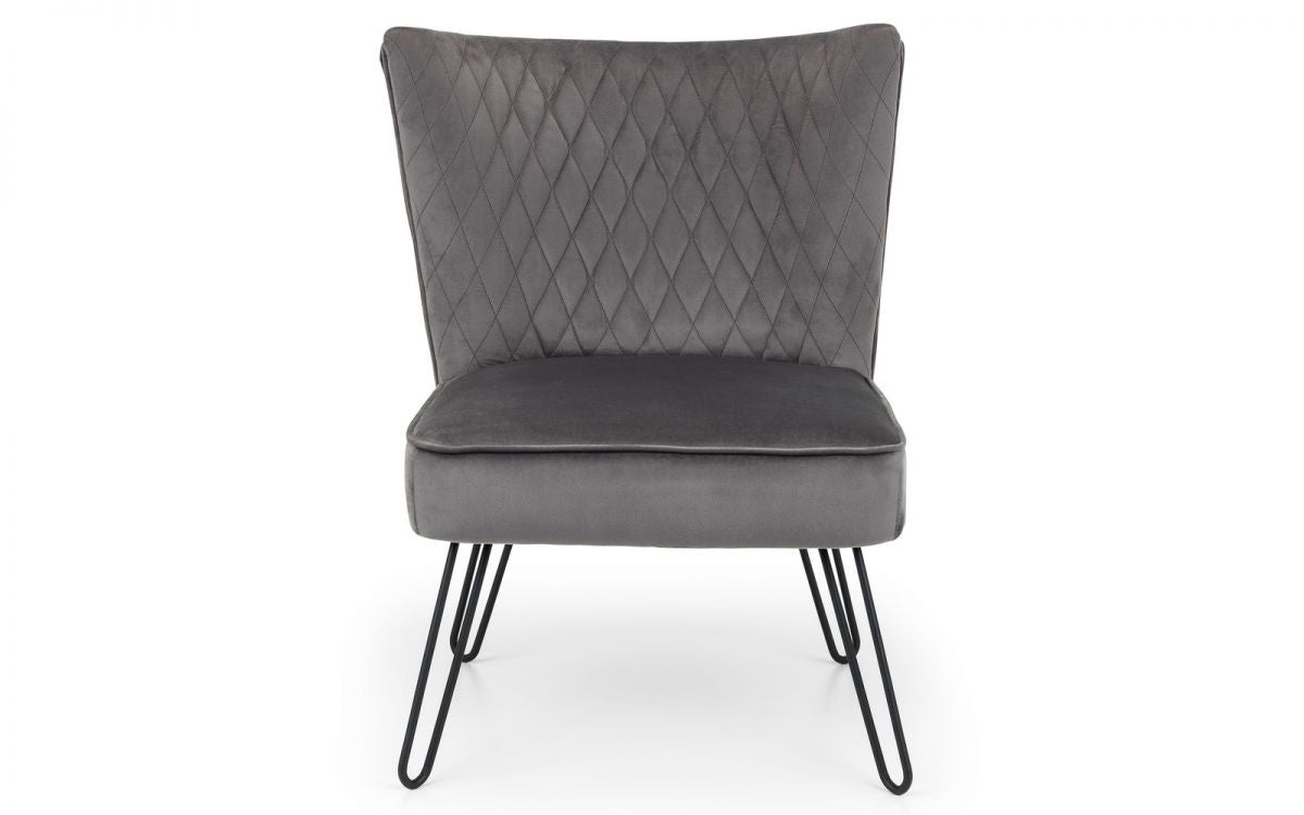 Julian Bowen Lisbon Grey Velvet Chair