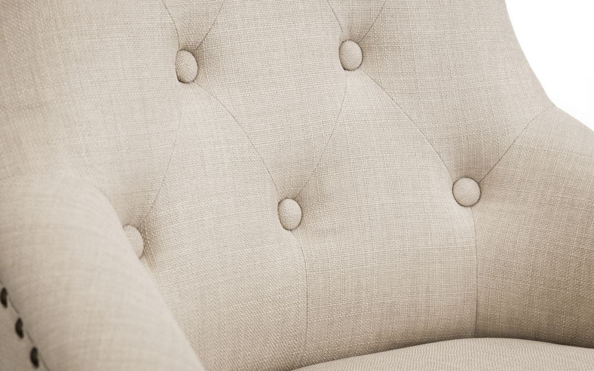 2 x Julian Bowen Loire Oatmeal Linen Oak Button Back Dining Chairs