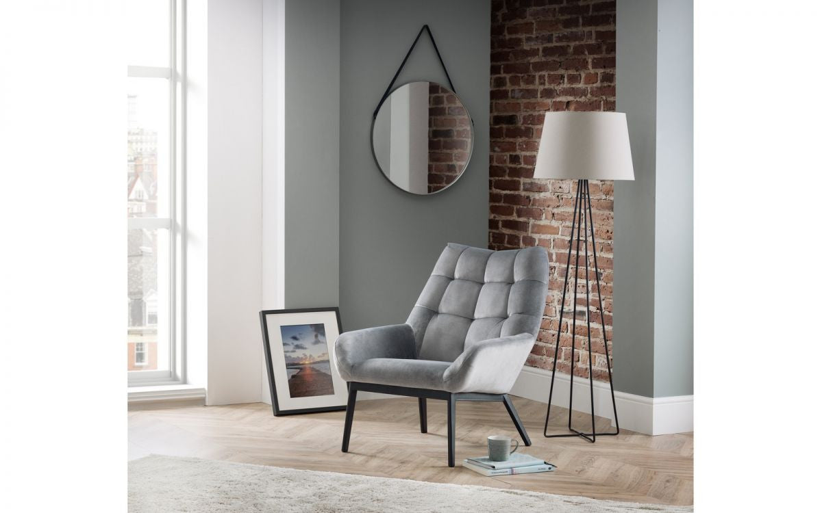 Julian Bowen Lucerne Grey Velvet Accent Chair