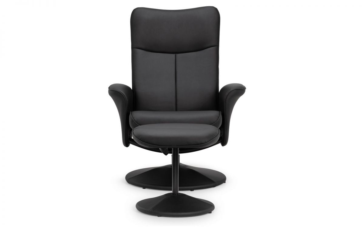Julian Bowen Lugano Black Faux Leather Swivel And Recliner Chair