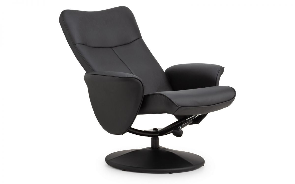 Julian Bowen Lugano Black Faux Leather Swivel And Recliner Chair