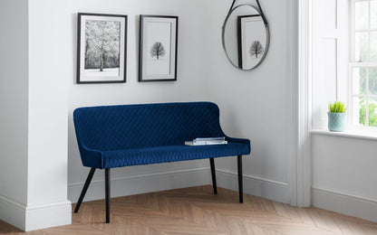 Julian Bowen Luxe Blue Velvet High Back Dining Bench
