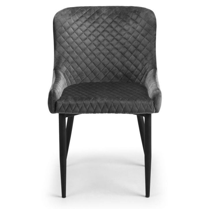 2 x Julian Bowen Luxe Grey Velvet Dining Chairs