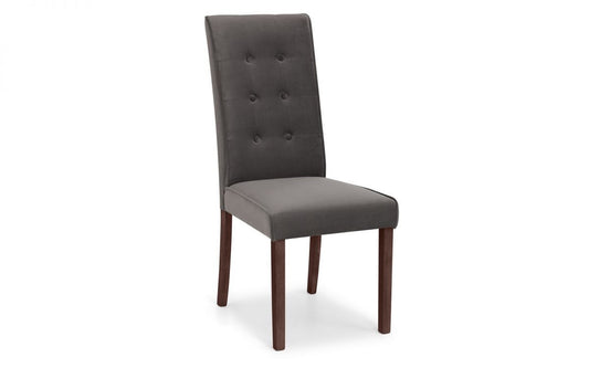 Julian Bowen Madrid Dark Grey Velvet Dining Chair With Walnut Finish Legs
