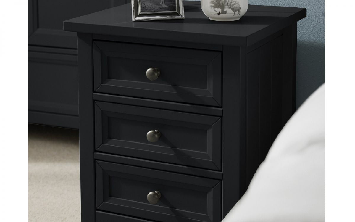 Julian Bowen Maine Anthracite 3 Drawer Wooden Bedside