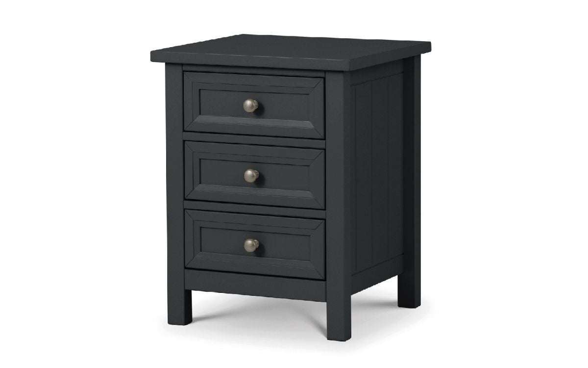 Julian Bowen Maine Anthracite 3 Drawer Wooden Bedside