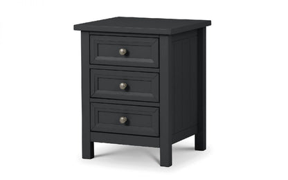 Julian Bowen Maine Anthracite 3 Drawer Wooden Bedside