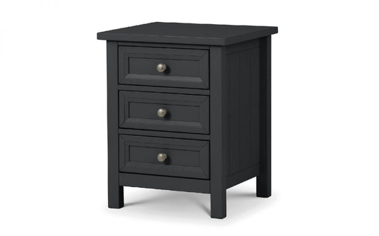 Julian Bowen Maine Anthracite 3 Drawer Wooden Bedside