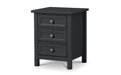 Julian Bowen Maine Anthracite 3 Drawer Wooden Bedside