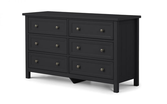 Julian Bowen Maine Anthracite 6 Drawer Wooden Wide Chest