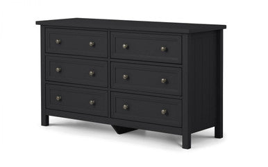 Julian Bowen Maine Anthracite 6 Drawer Wooden Wide Chest