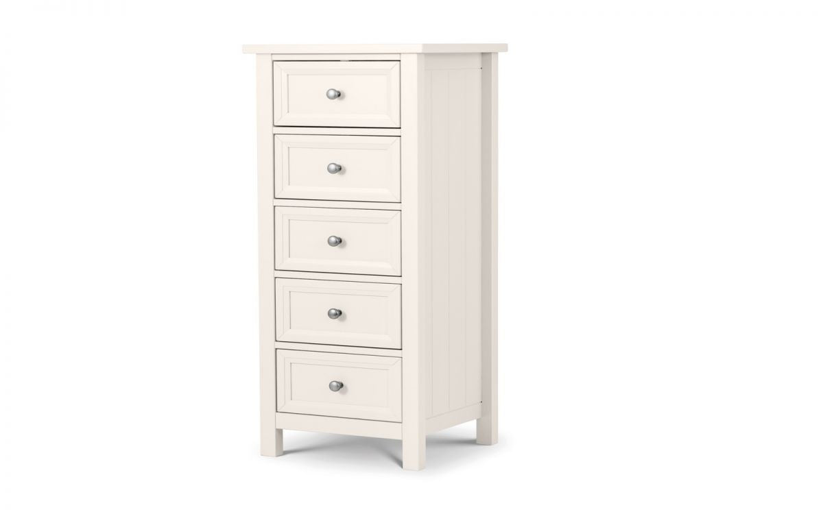 Julian Bowen Maine Surf White Pine 5 Drawer Tall Chest