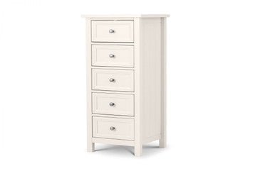 Julian Bowen Maine Surf White Pine 5 Drawer Tall Chest
