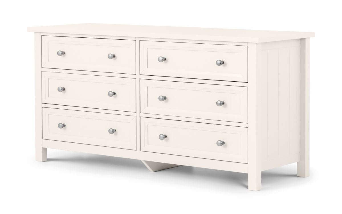 Julian Bowen Maine Surf White Pine 6 Drawer Wide Chest
